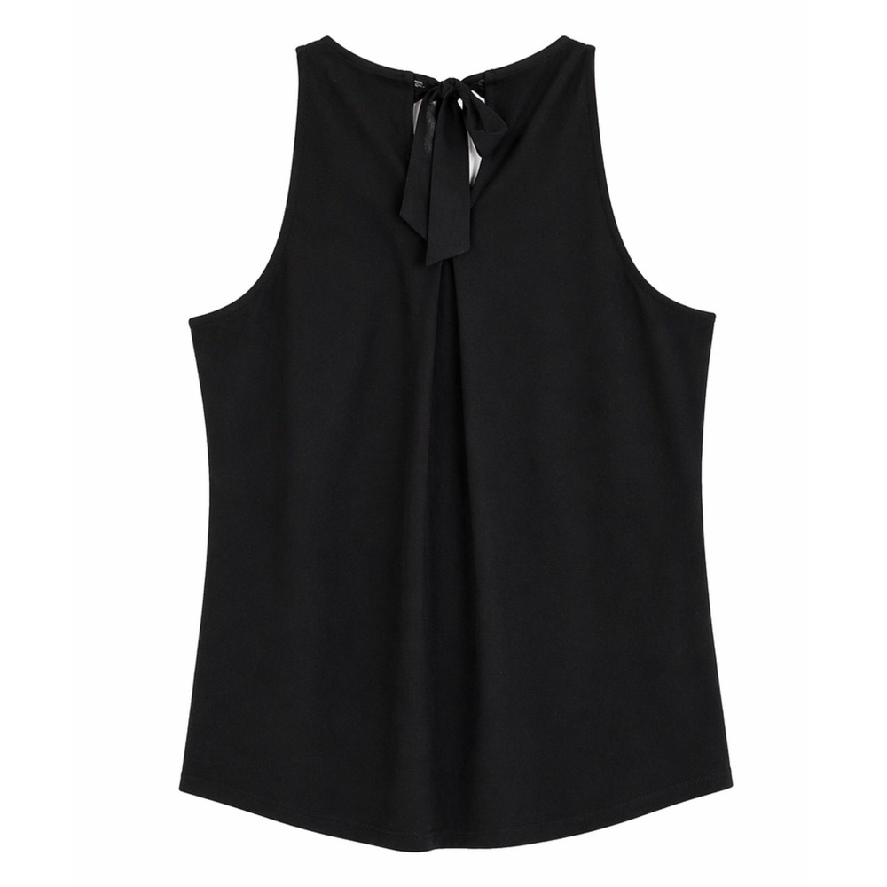 White House Black Market Black‎ Pearl Chain Halter Neck Tie Back Top Small - Picture 3 of 6